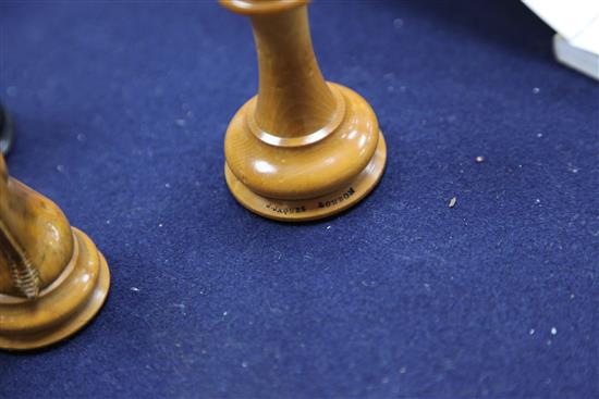 A large Jaques weighted boxwood and ebony chess set, c.1850,